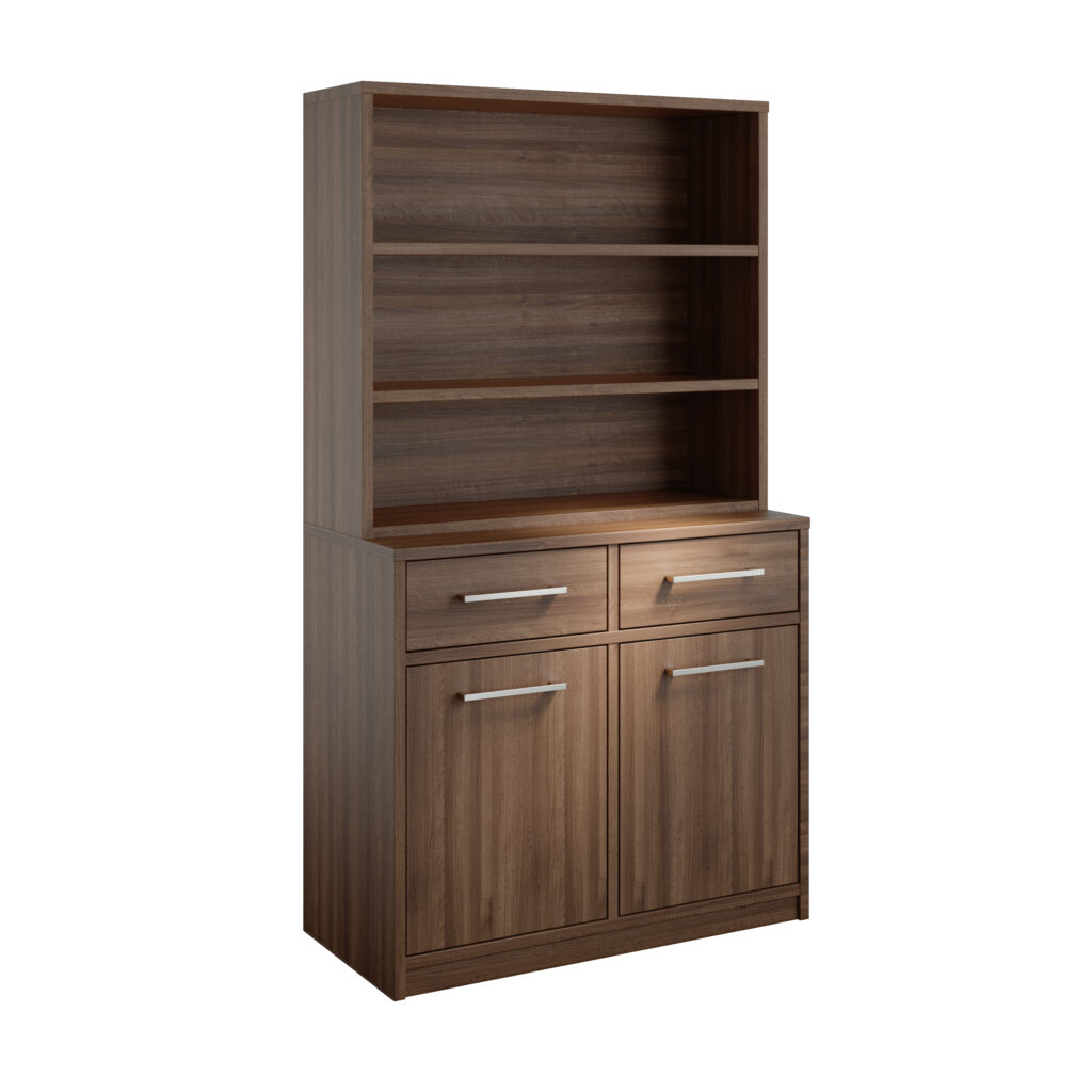 Dresser in dark wood colour with 2 doors and 2 drawers