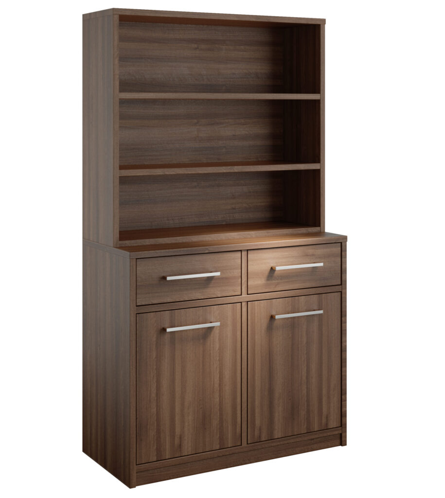 Dresser in dark wood colour with 2 doors and 2 drawers