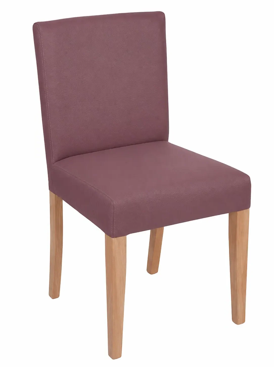 Upholstered dining side chair with mauve coloured upholstery
