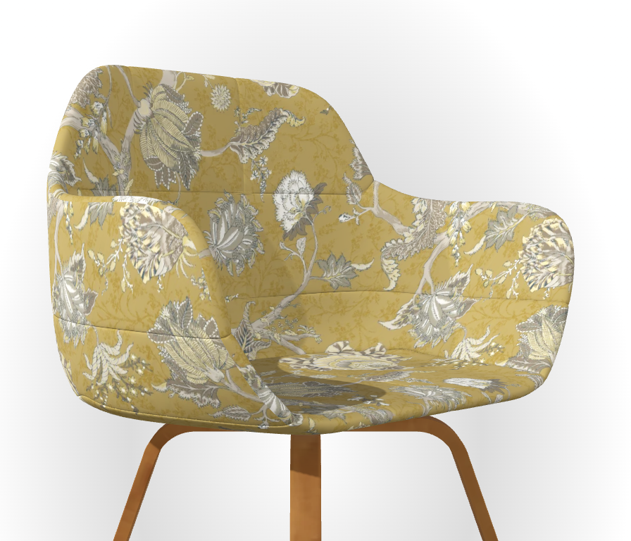 Eve Cornmill Fabric on scoop chair - care home furniture