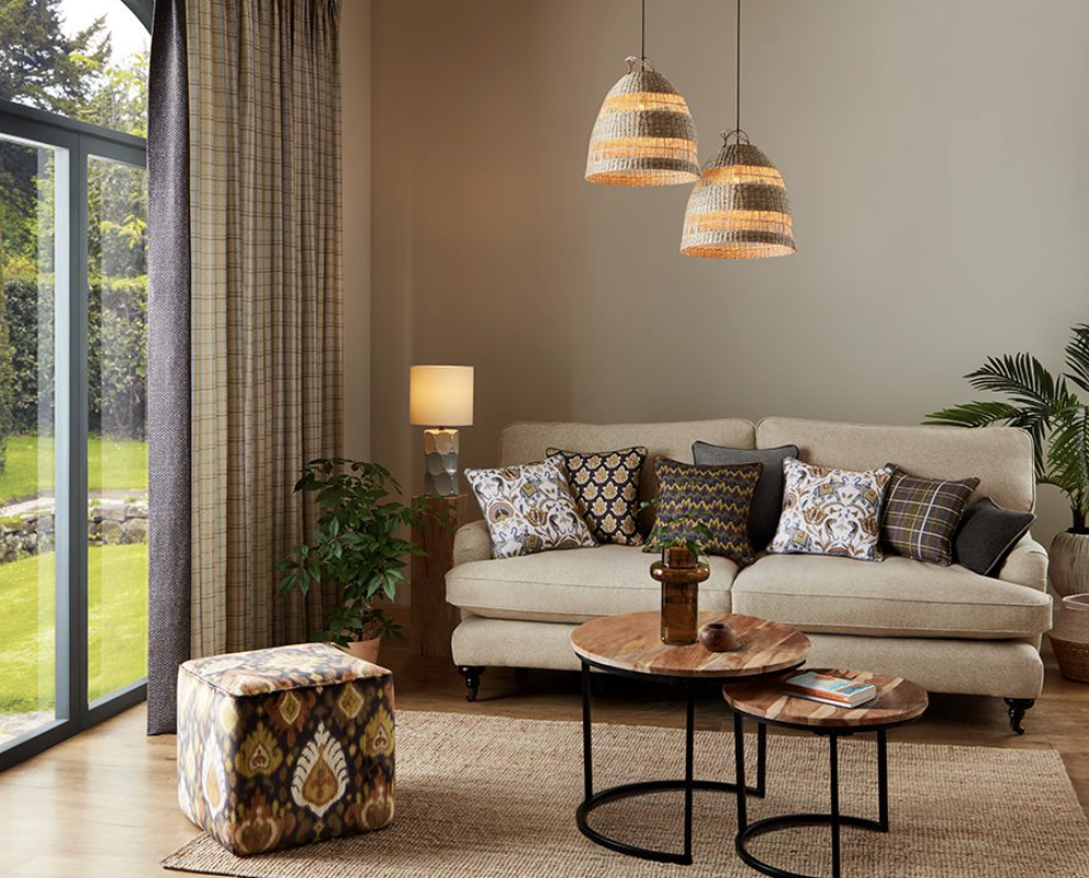 Iliv Manpura collection - Asian styled fabrics in a living room
