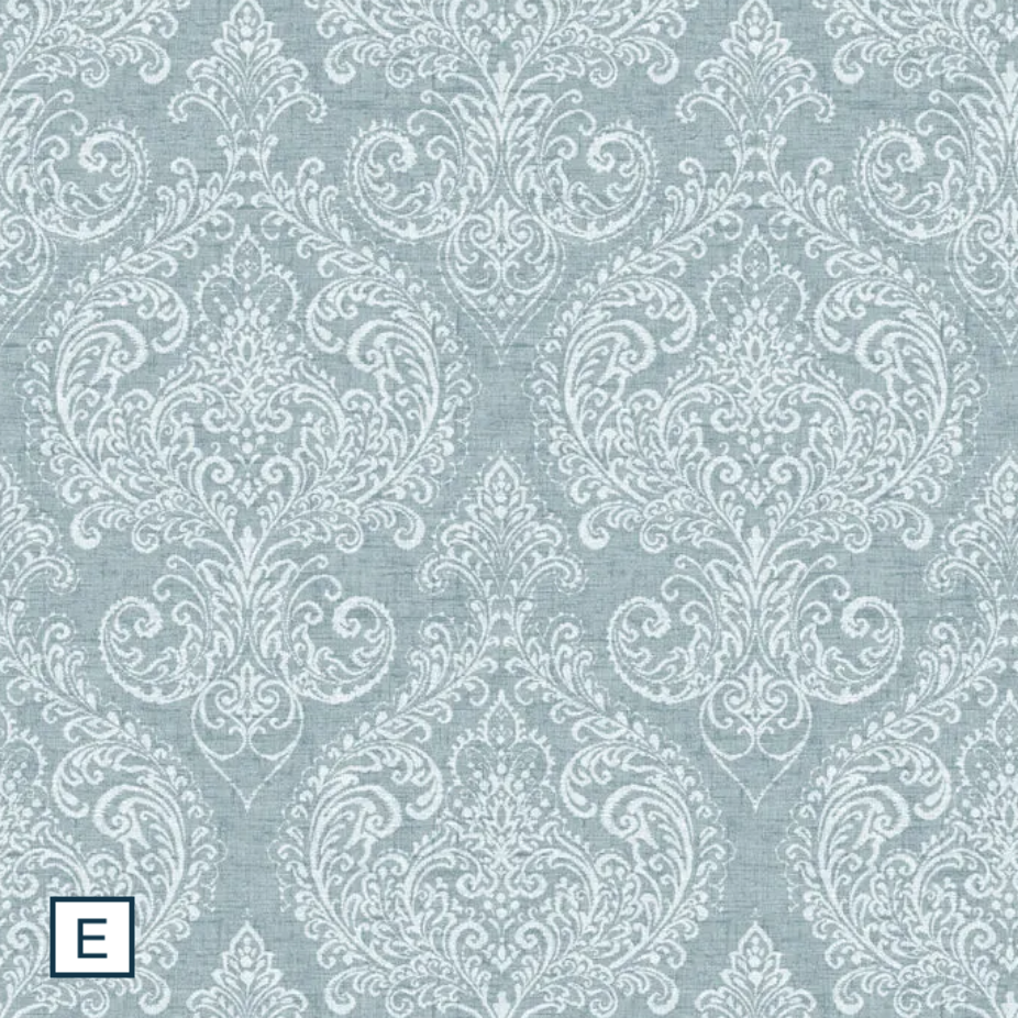 Panaz FR fabric for care home curtains and soft furnishings in a classic damask pattern