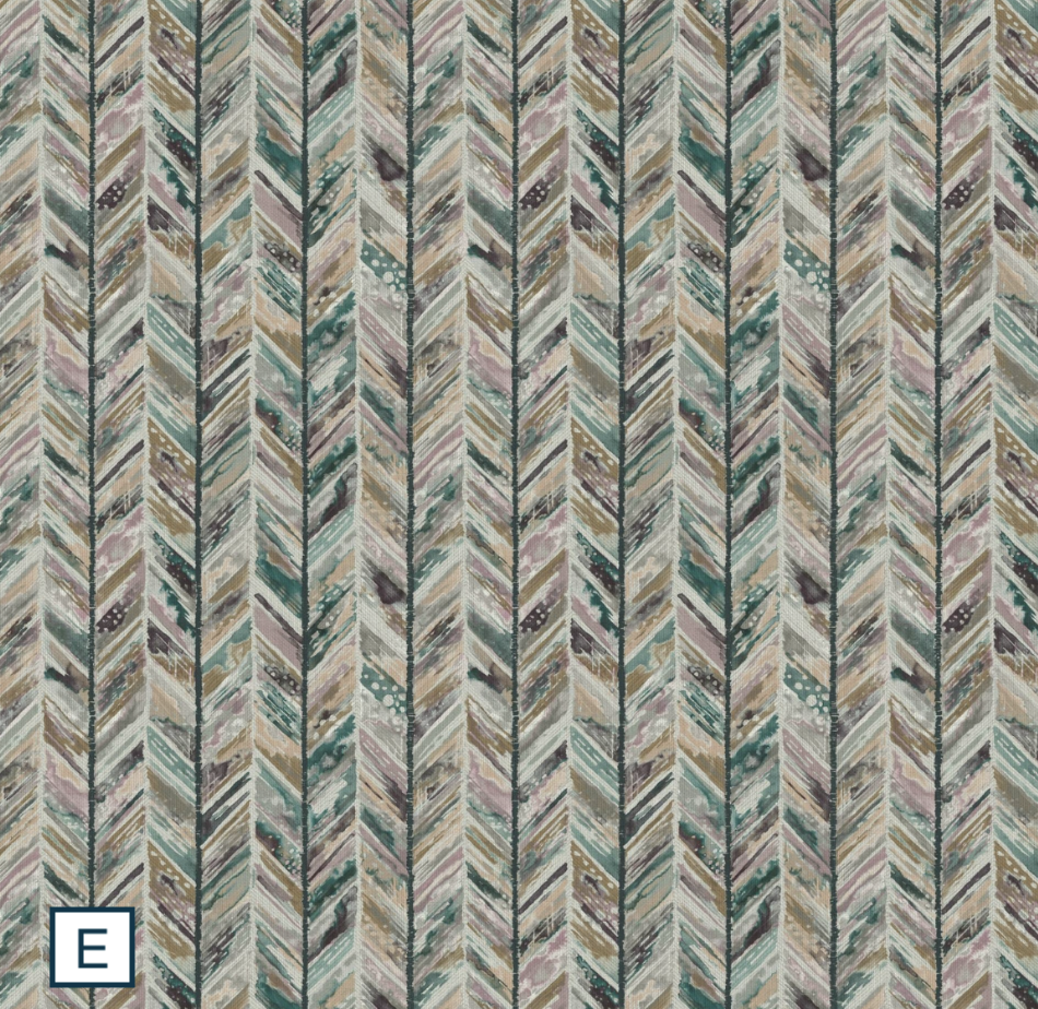 Edmund Bell FR Eyelet curtains for care homes in herringbone design Nourish Peacock