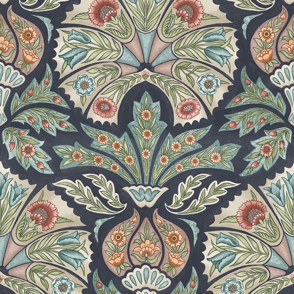 Iliv Arabesque Dark Navy patterened fabric
