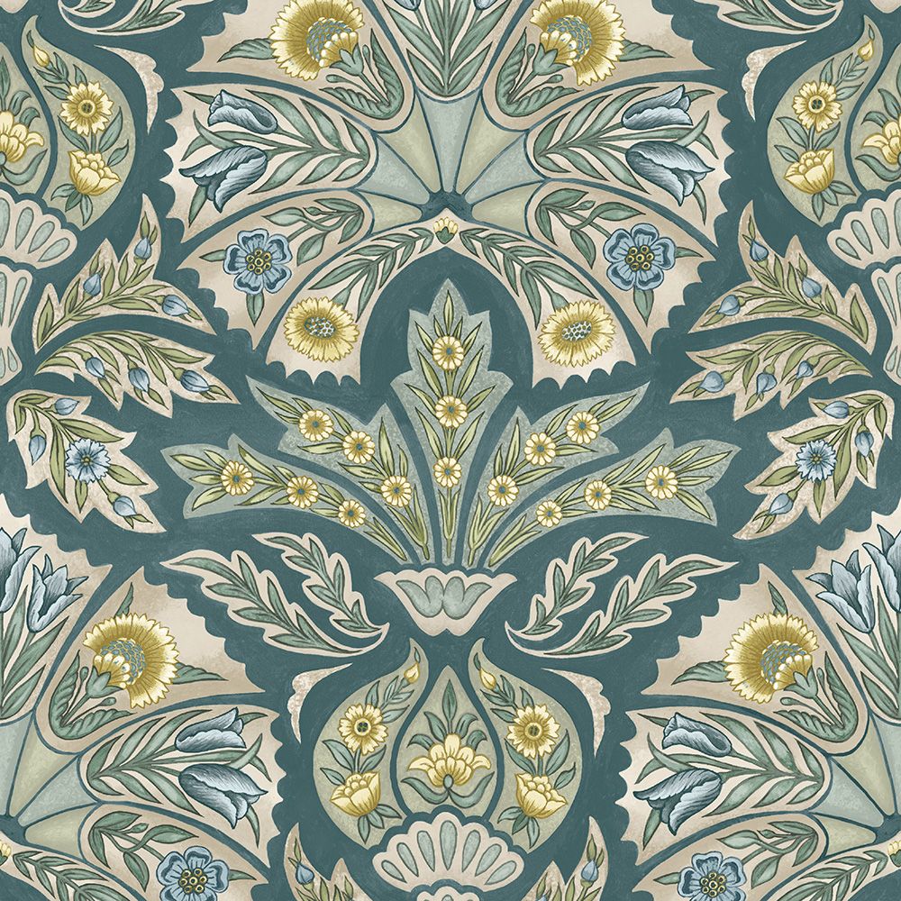 Iliv Arabesque Teal FR furnishing fabrics