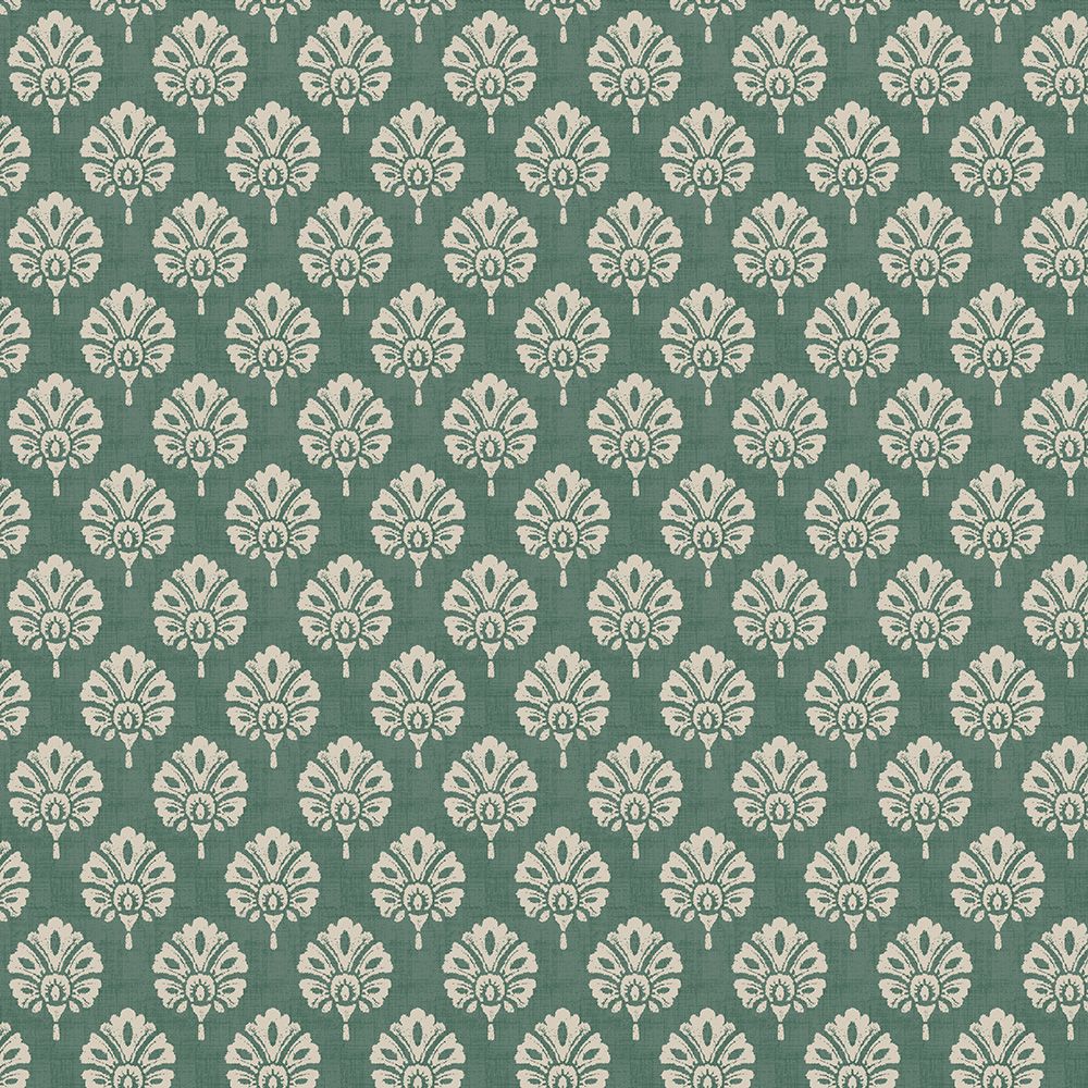 Iliv small scale print FR furnishing fabric in green