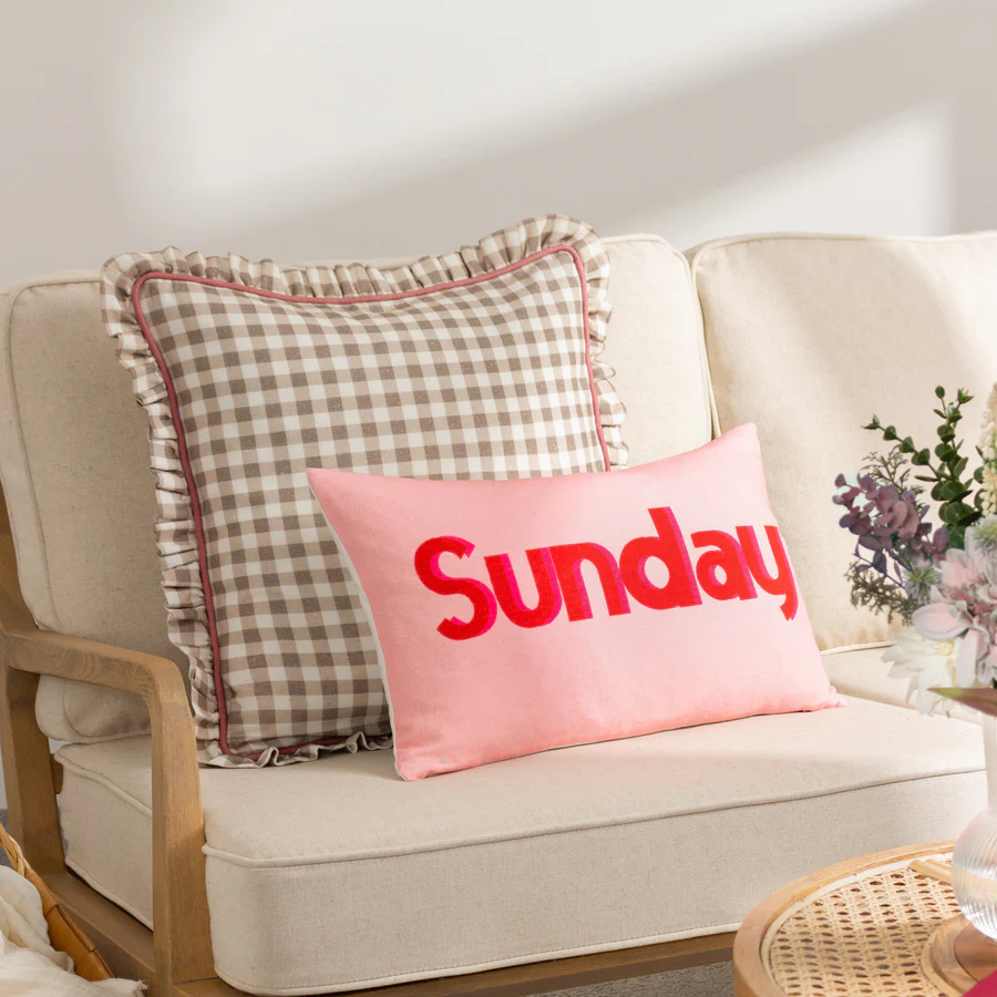 Maude Gingham Cushion Natural - Image 2