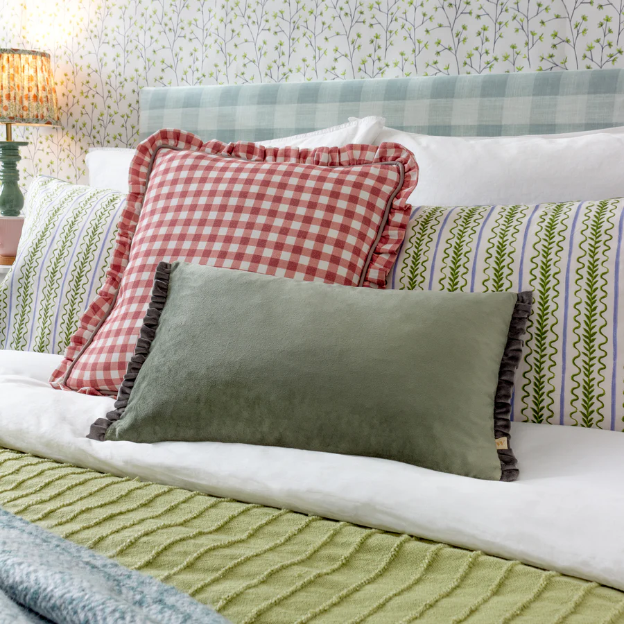 Maude Gingham Cushion Rose - Image 3