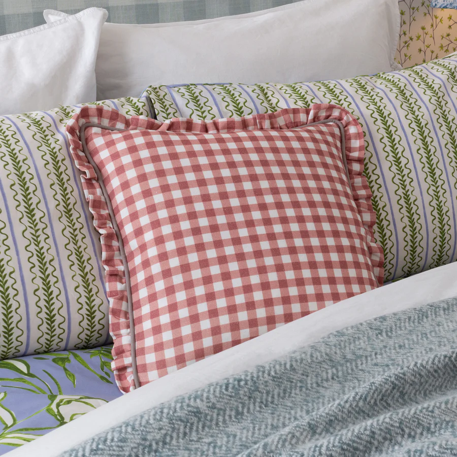 Maude Gingham Cushion Rose - Image 2