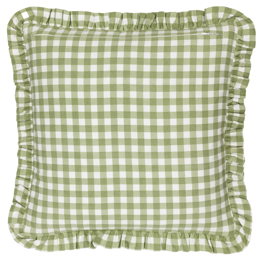 Maude Gingham Cushion Sage - Image 5