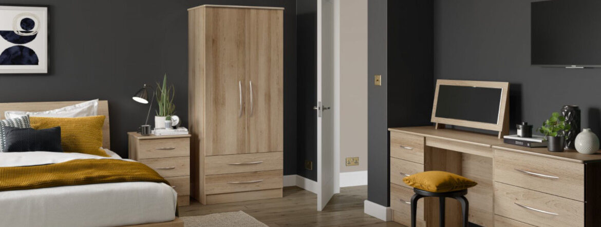 Bedroom furniture in light oak colour