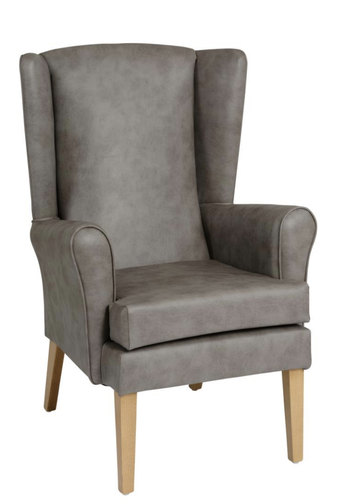 Thorpe wing armchair in grey waterproof vinyl