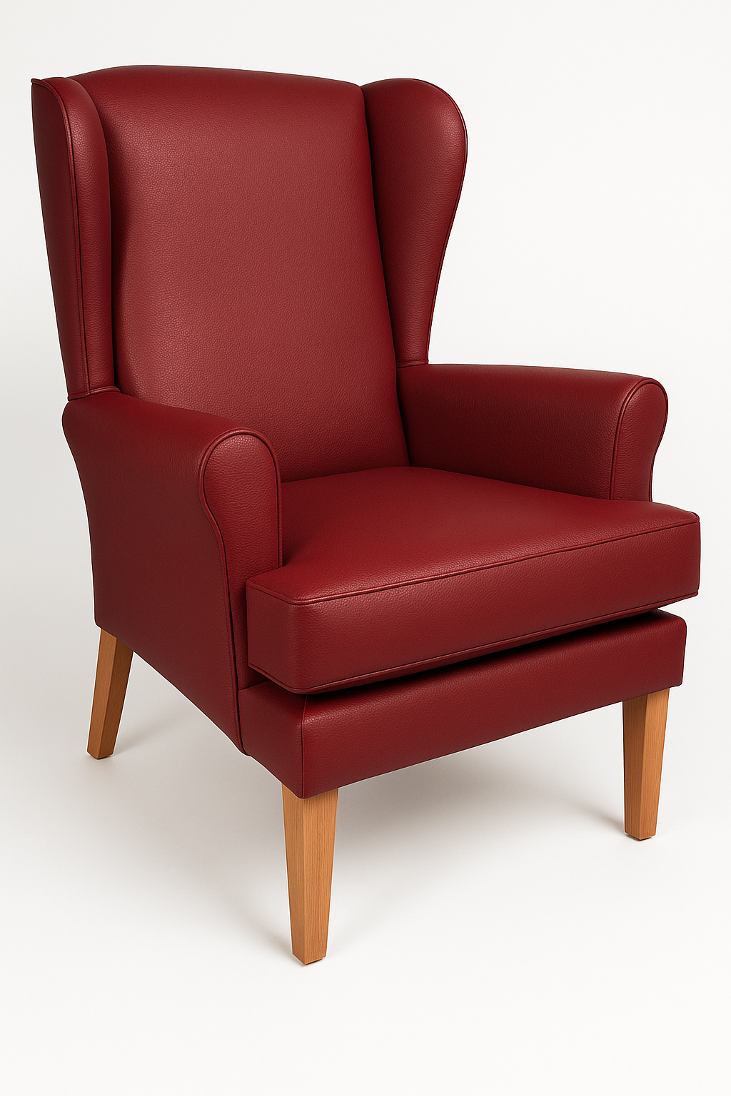 red vinyl wing chair for nursing homes