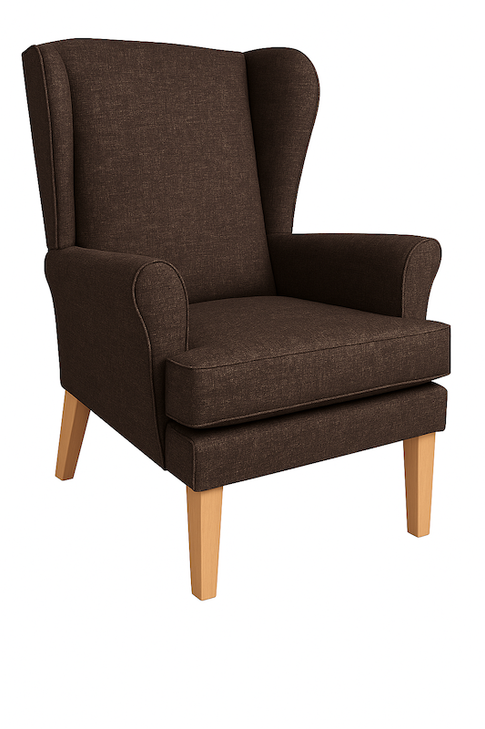 Dark brown coloured wing chair
