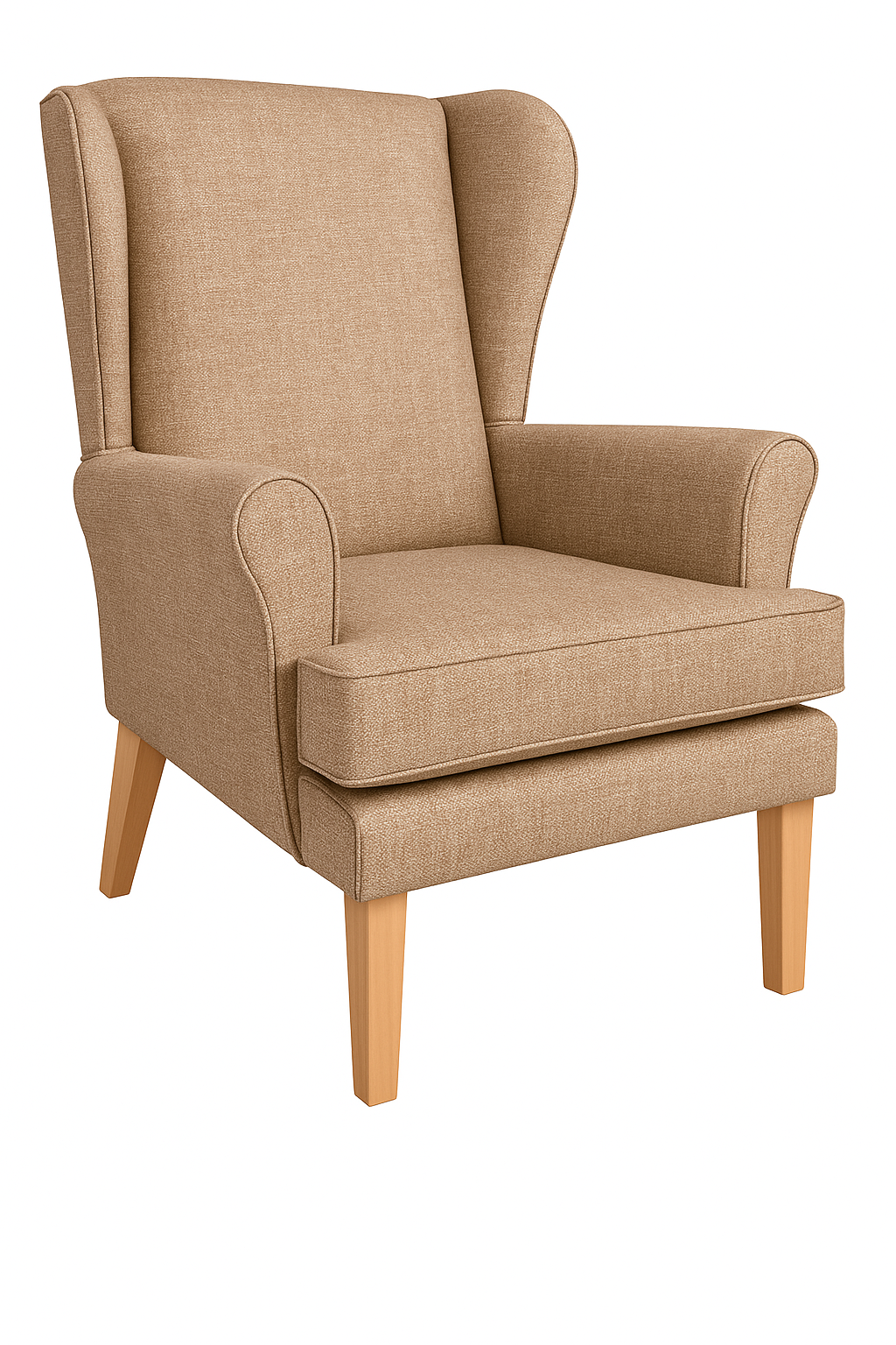 sand coloured wing chair