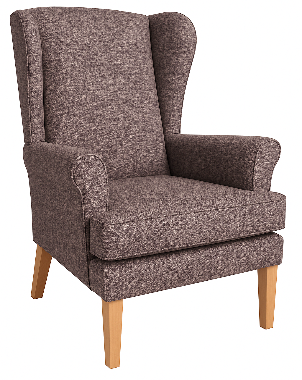 Beige coloured wing chair