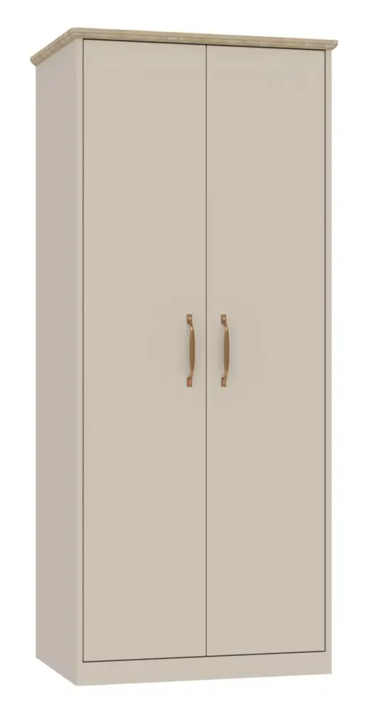 Double wardrobe in cream with wood top